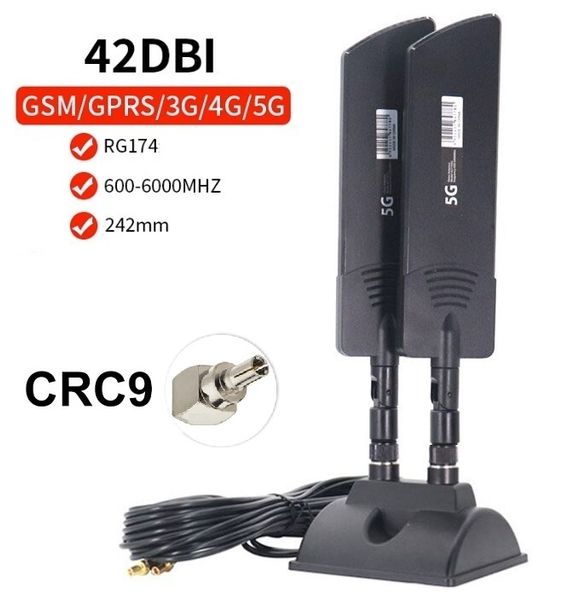 Антена 4G, 5G LTE+ (Коннектор CRC9) x2 42 dbi MIMO 2x2 5м Black 502 фото