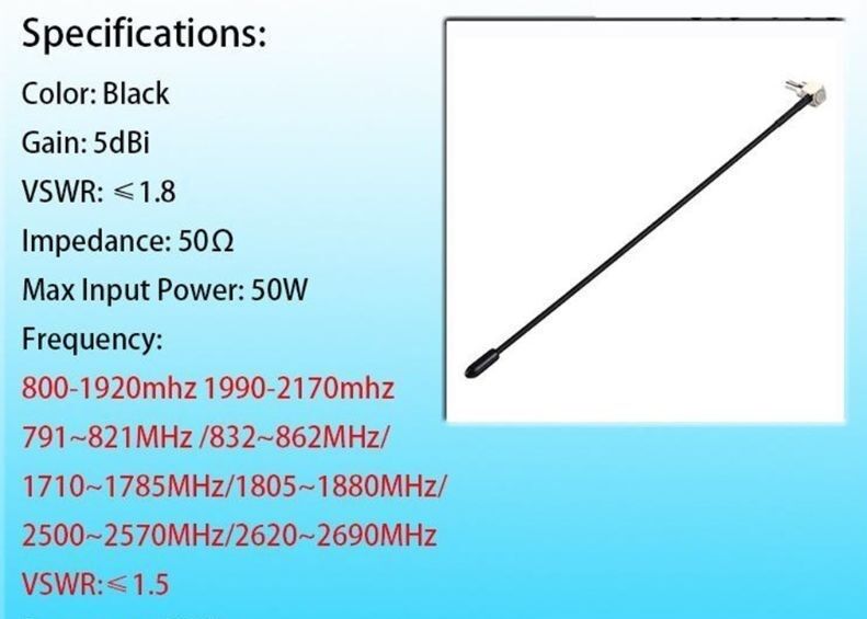 Антена всеспрямована Eightwood TS9 3G/4G LTE 5 дБ (ARS-N4) 507 фото