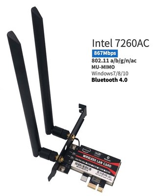 Сетевая карта Wi-Fi Intel 7260AC 2.4/5G 300/867 Mbps Bluetooth 4.0 414 фото