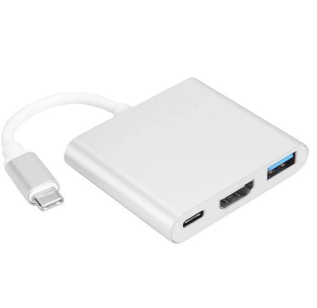 Адаптер Multiport USB Type-C до HDMI/USB 3.0/Type-C (Silver) STLab 213 фото
