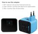 Универсальный адаптер для путешествий X-Stone Travel Adapter ORIGINAL +2 USB 3.4A Переходник для всех типов розеток Blue 466 фото 3