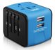 Универсальный адаптер для путешествий X-Stone Travel Adapter ORIGINAL +2 USB 3.4A Переходник для всех типов розеток Blue 466 фото 1