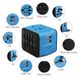 Универсальный адаптер для путешествий X-Stone Travel Adapter ORIGINAL +2 USB 3.4A Переходник для всех типов розеток Blue 466 фото 2