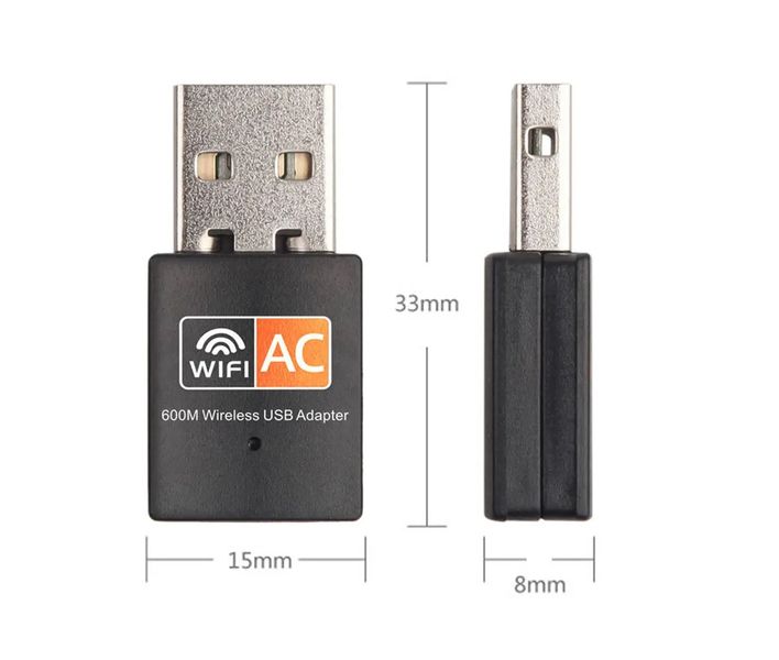 Двухдиапазонный USB Wi-Fi адаптер AC600 2.4/5GHz 600Mbps, Black 513 фото