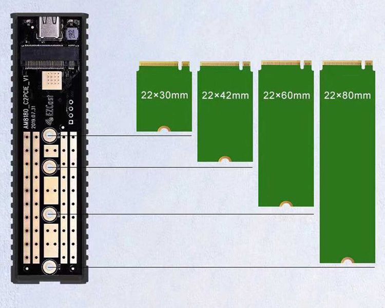 Внешний карман EZCast S8000 М.2 NVMe PCIe на Type-C (Серый) 470 фото