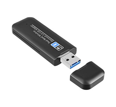 Двохдіапазонний Wi-Fi/Bluetooth USB3.0-адаптер 1300М Bluetooth 5.0 Black 515 фото