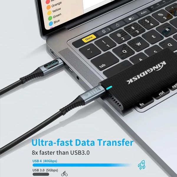 Кабель USB-С 4.0 Thunderbolt 3/4 PD с дисплеем, быстрая зарядка до 240W, 8K 60Ghz, скорость 40Gbps (С чипом E-mark) 480 фото